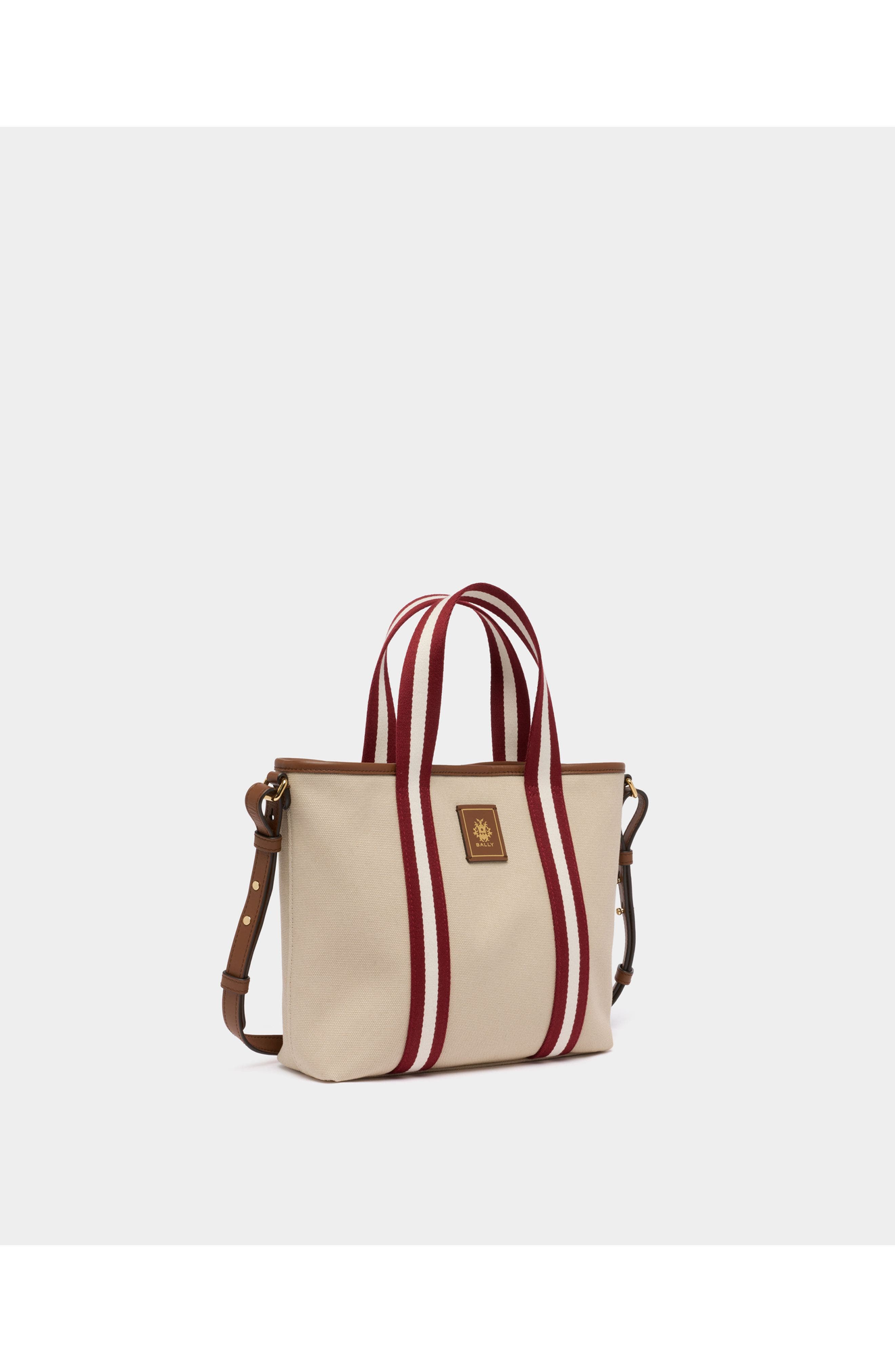 Bally Edelbliss Tote Bag in Canvas with a Bally Ribbon, Alternate, color, White