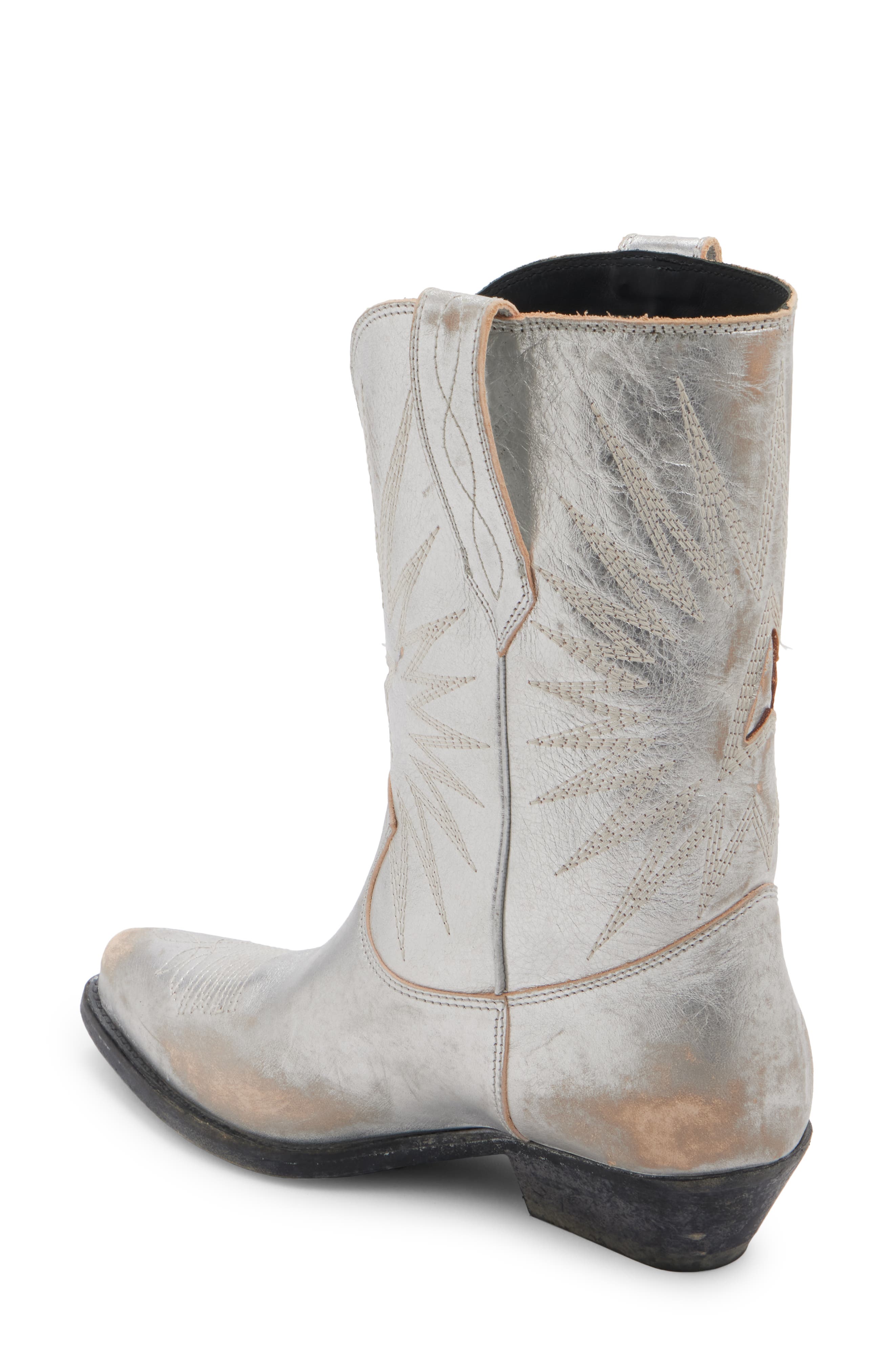 Golden Goose Wish Star Western Boot, Alternate, color, Silver