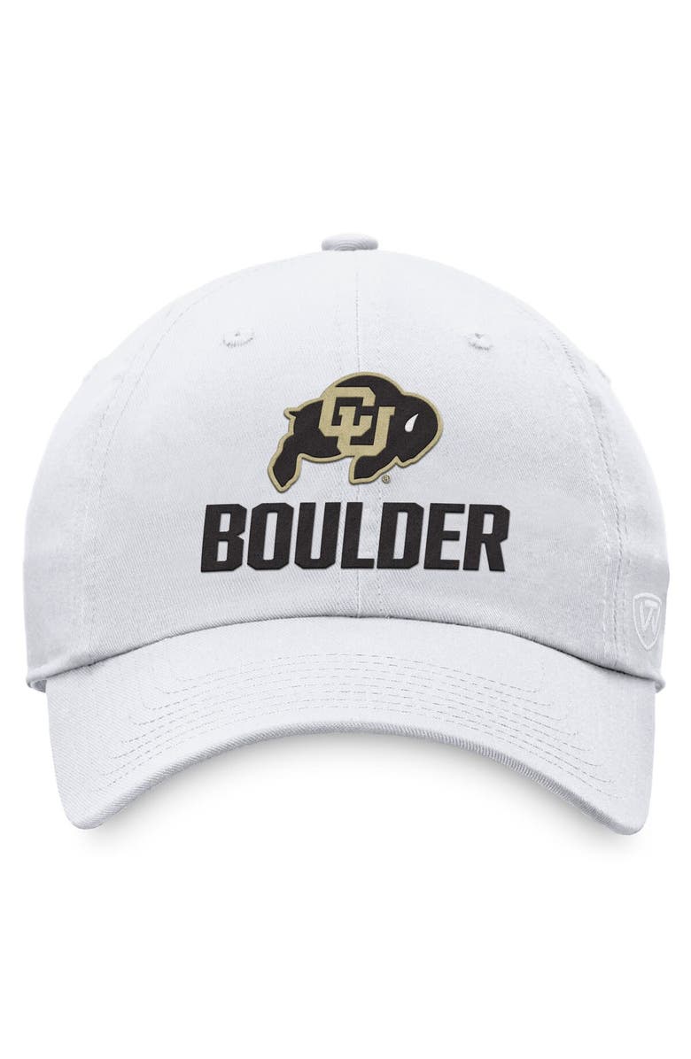 TOP OF THE WORLD Men's Top of the World White Colorado Buffaloes Adjustable Hat, Alternate, color, White
