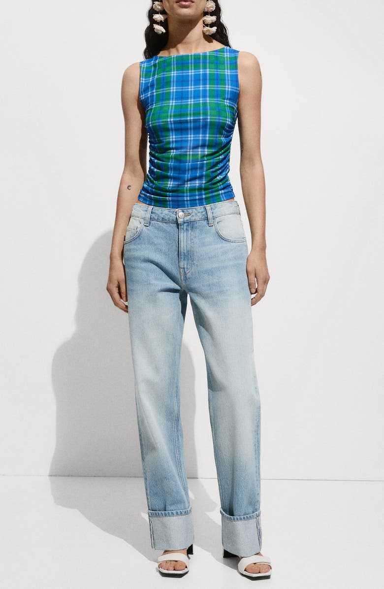 MANGO Cuffed Straight Leg Jeans, Alternate, color, Light Blue