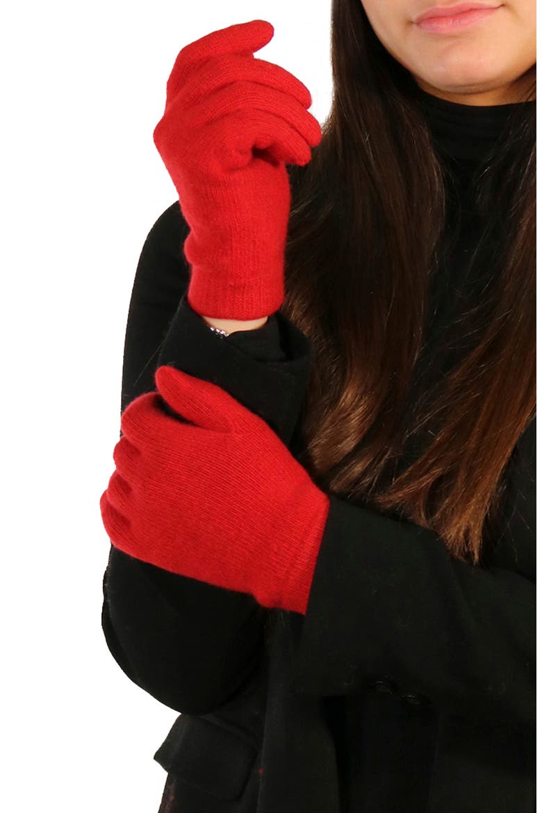 Solid Cashmere Gloves, Alternate, color, FIRE RED