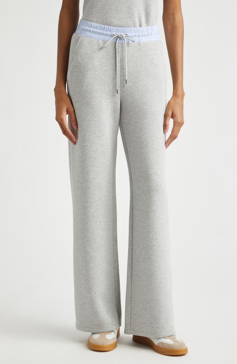Veronica Beard Ernie Mixed Media Sweat Pants, Main, color, Light Heather Grey