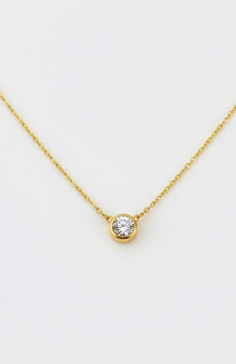 Classic Bezel Set Solitaire Necklace