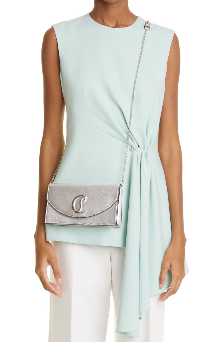Christian Louboutin Loubi54 Metallic Leather Clutch, Alternate, color,