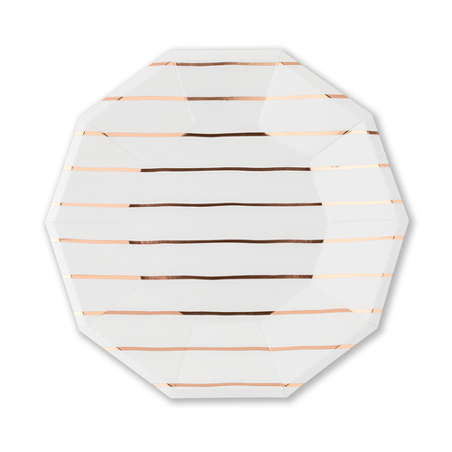Daydream Society Frenchie Striped Large Plates In Rose Gold