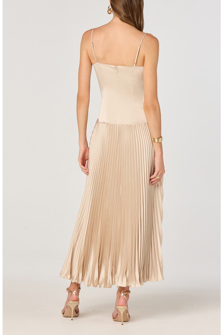 Pleated Drop Waist Dress, Alternate, color, CHAMPAGNE