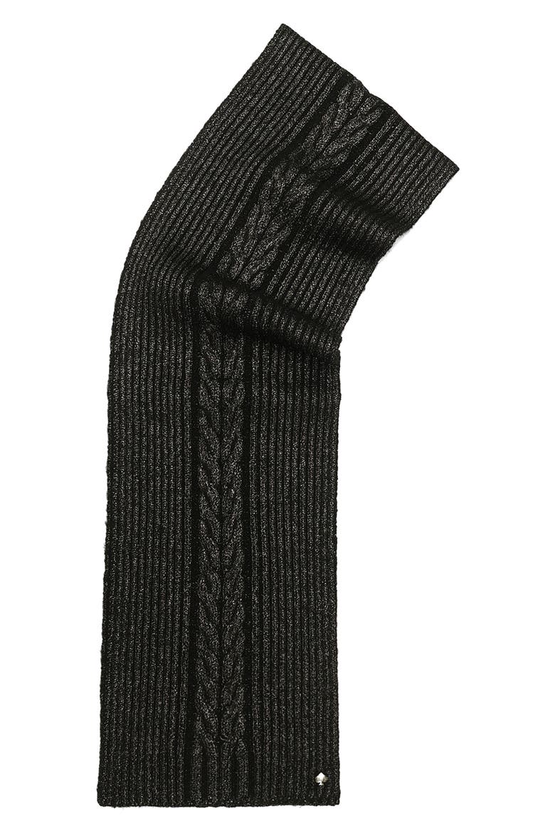 Metallic Cable Knit Scarf, Alternate, color, BLACK