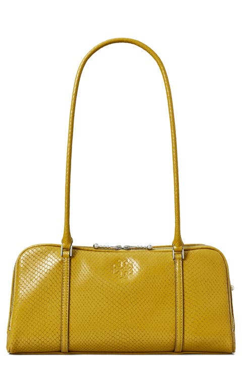 Marshmallow Croc Embossed LeatherShoulder Bag