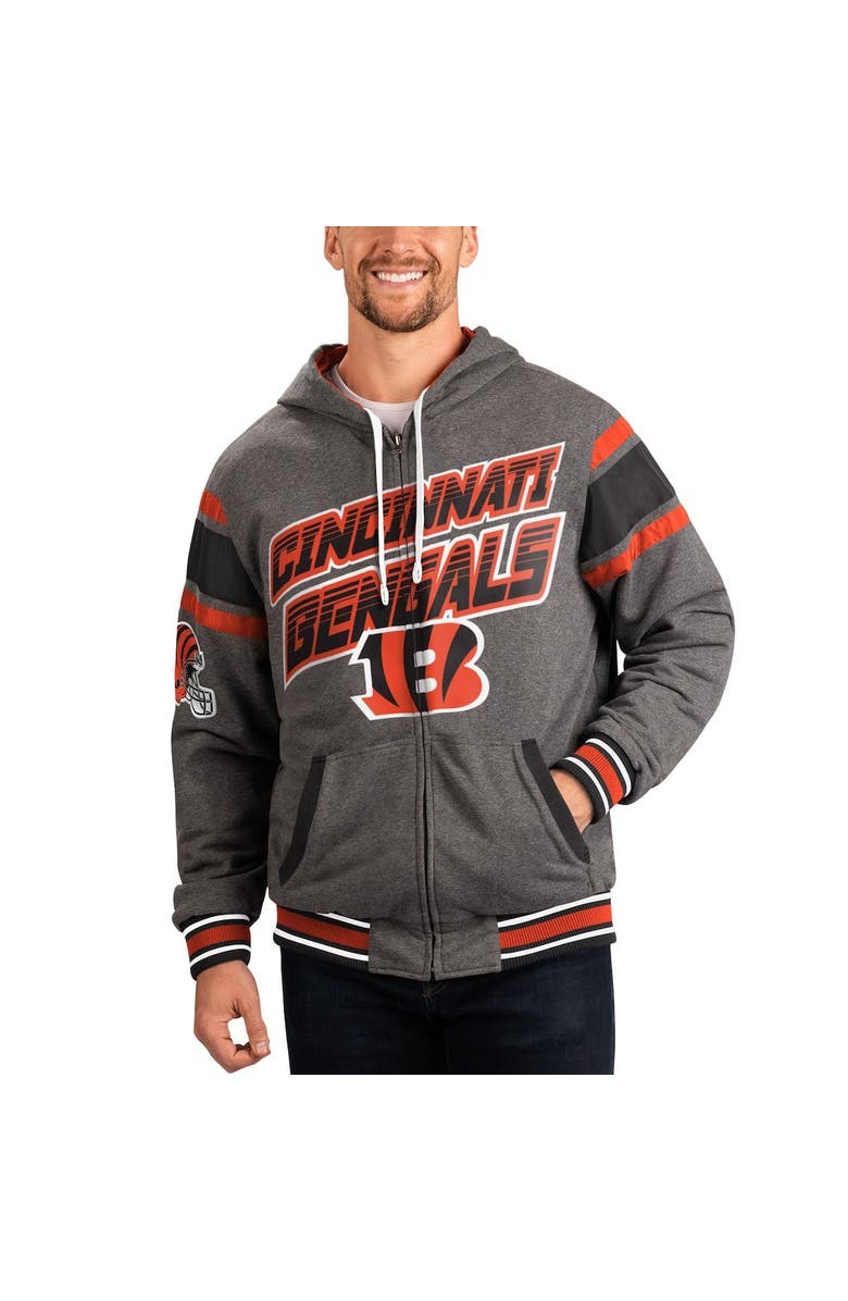 G-III SPORTS BY CARL BANKS Men's G-III Sports by Carl Banks Black/Gray Cincinnati Bengals Extreme Full Back Reversible Hoodie Full-Zip Jacket, Main, color, Black