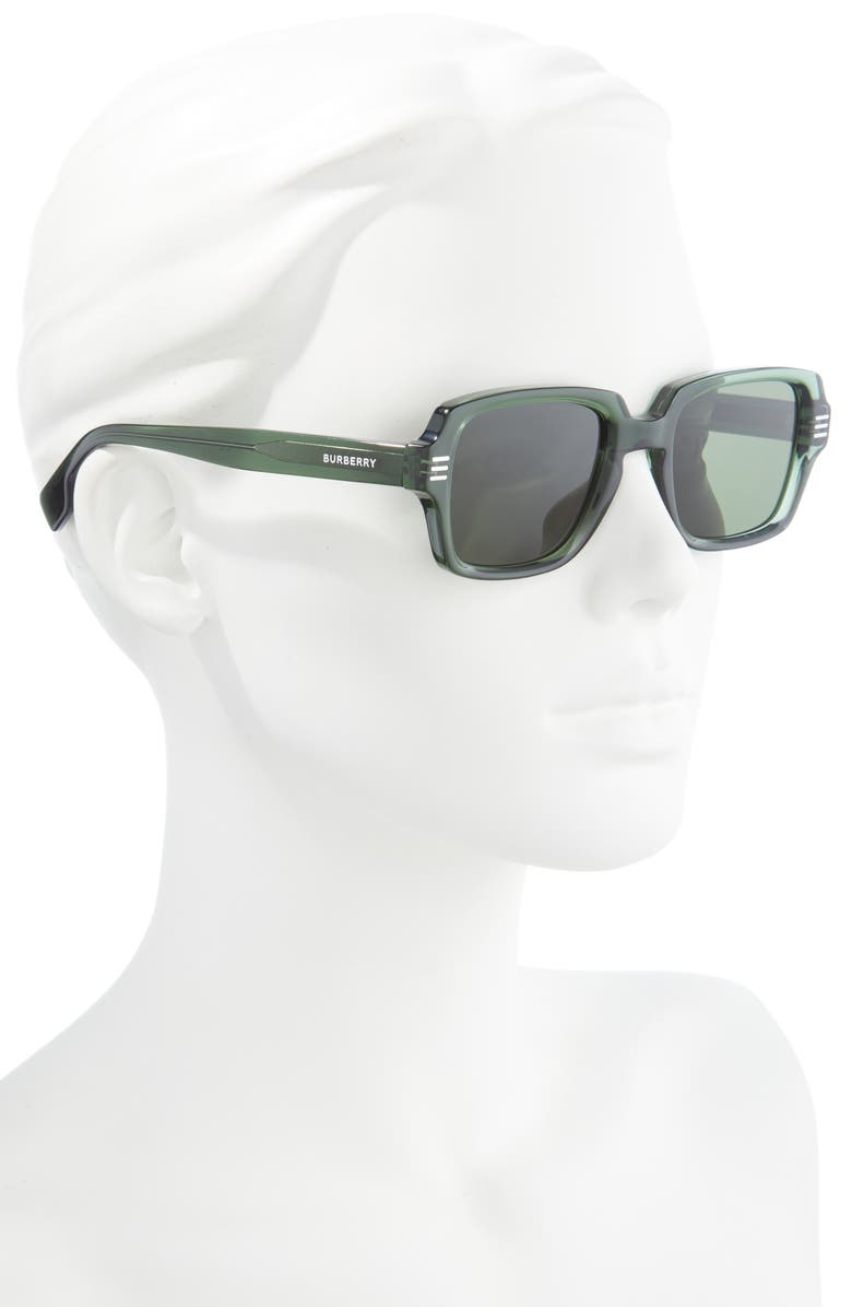 Burberry 51mm Rectangular Sunglasses, Alternate, color, Green/ Dark Green