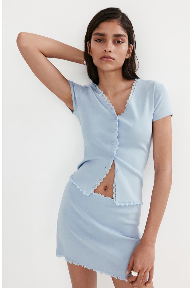 Lace Rib Miniskirt, Alternate, color, SKY BLUE