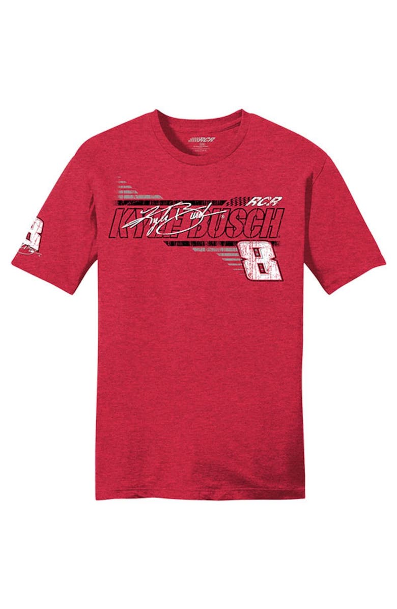 NASCAR Men's Richard Childress Racing Team Collection Heather Red Kyle Busch 3-Spot Lifestyle T-Shirt, Alternate, color,