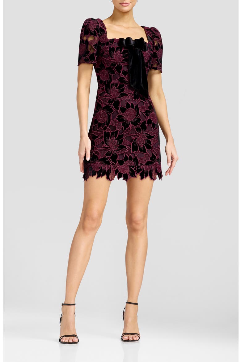 Clarke Floral Lace Minidress, Main, color, DEEP PLUM MULTI