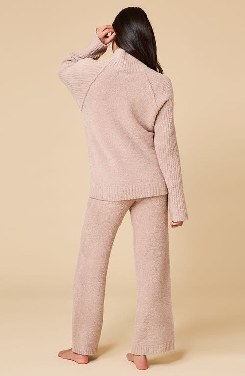 Softies Solid Marshmallow Rib Mock Neck With Long Pant In Brown