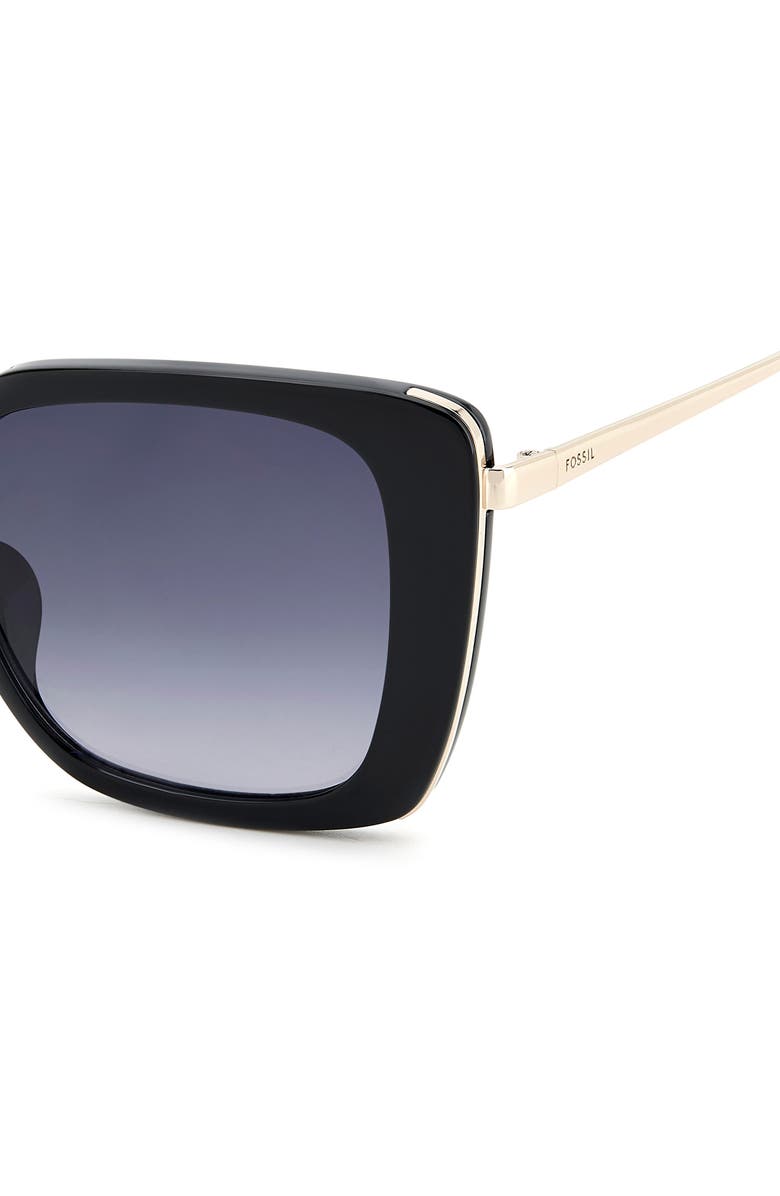 Fossil 54mm Gradient Square Sunglasses, Alternate, color, Black/ Dark Grey Sf