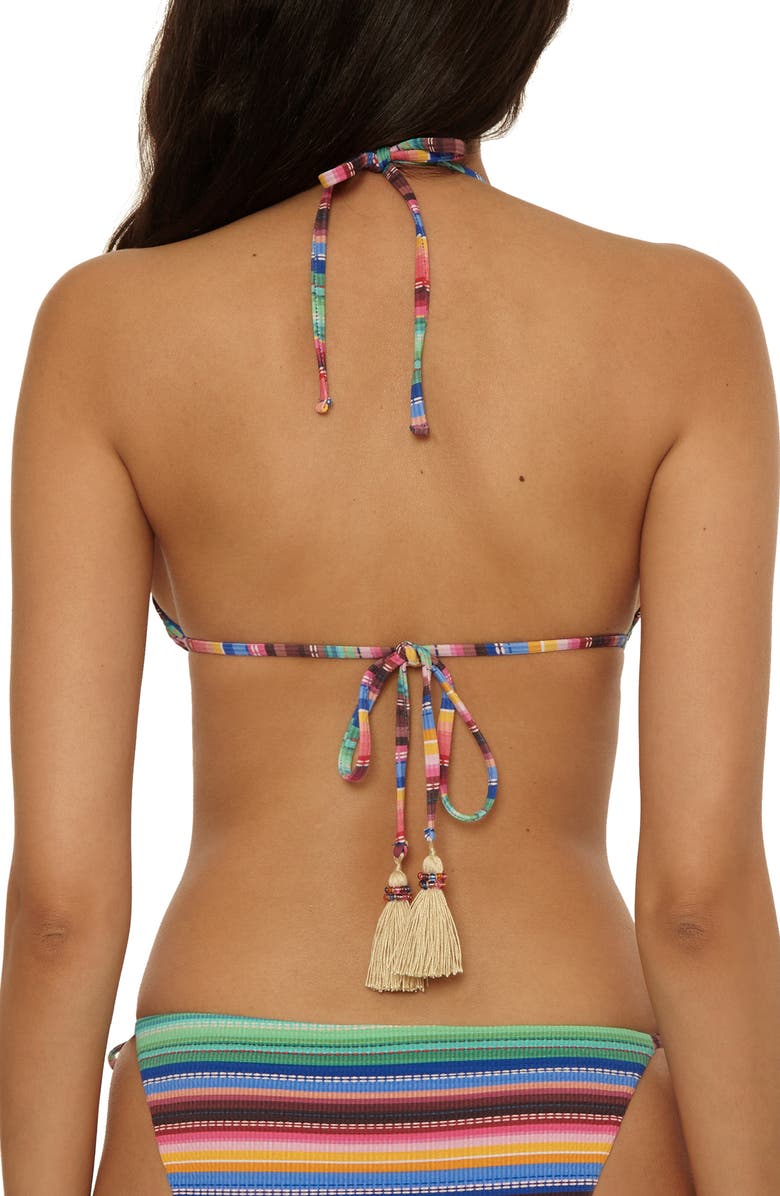 Becca Vallarta Reversible Rib Triangle Bikini Top, Alternate, color, Blue Multi