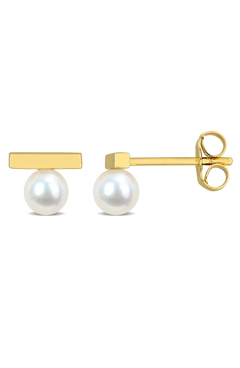 Julianna B. Cultured Pearl Bar Stud Earrings 10k, Main, color, 