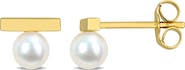 Julianna B. Cultured Pearl Bar Stud Earrings 10k