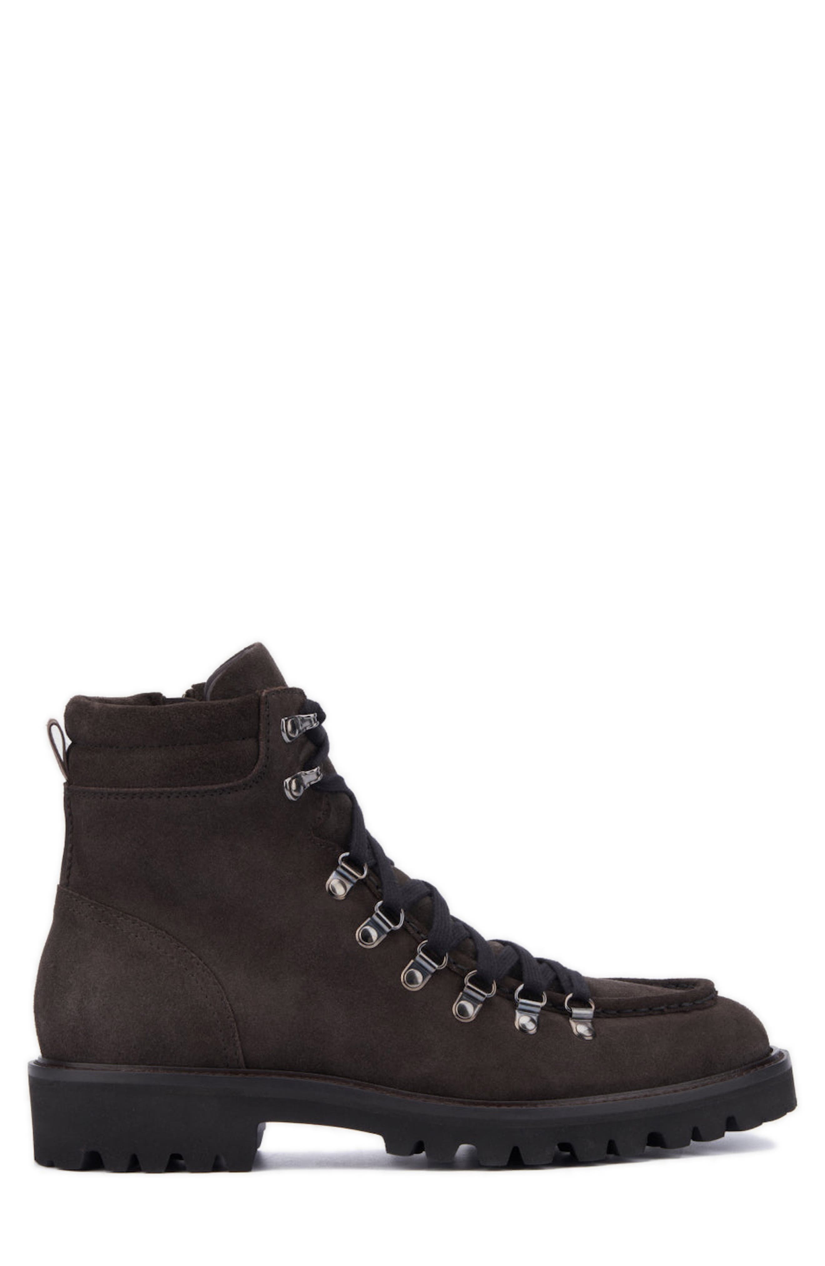 Aquatalia Gustavo Zip Combat Boot, Alternate, color, Smoke Brown