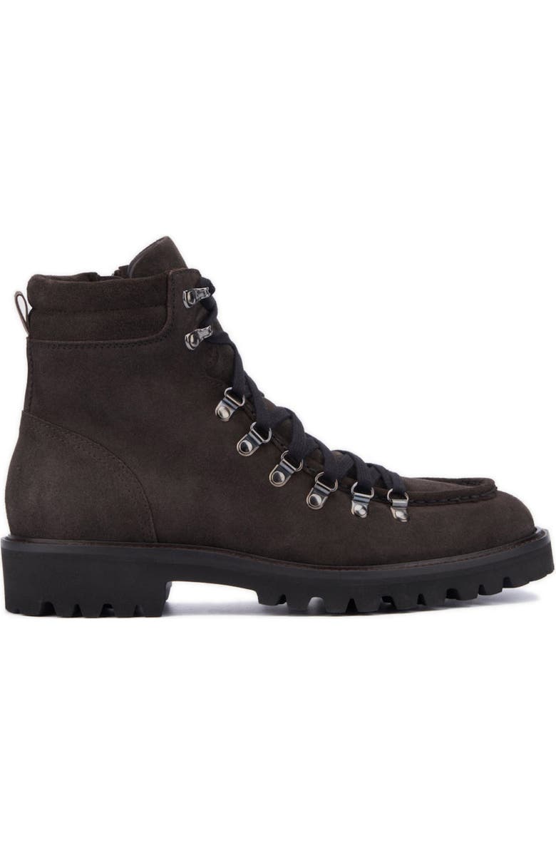 Aquatalia Gustavo Zip Combat Boot, Alternate, color, Smoke Brown