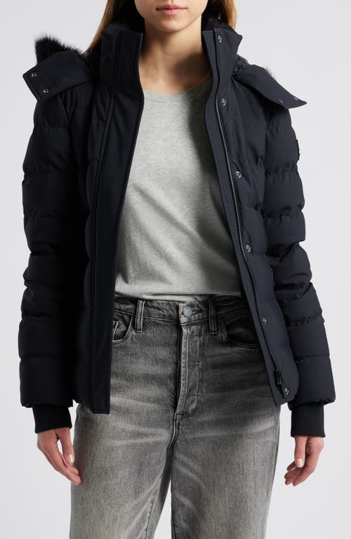 Shop Moose Knuckles Betta Shearling Trim 800 Fill Power Down Water Repellent Jacket In Black W Black S