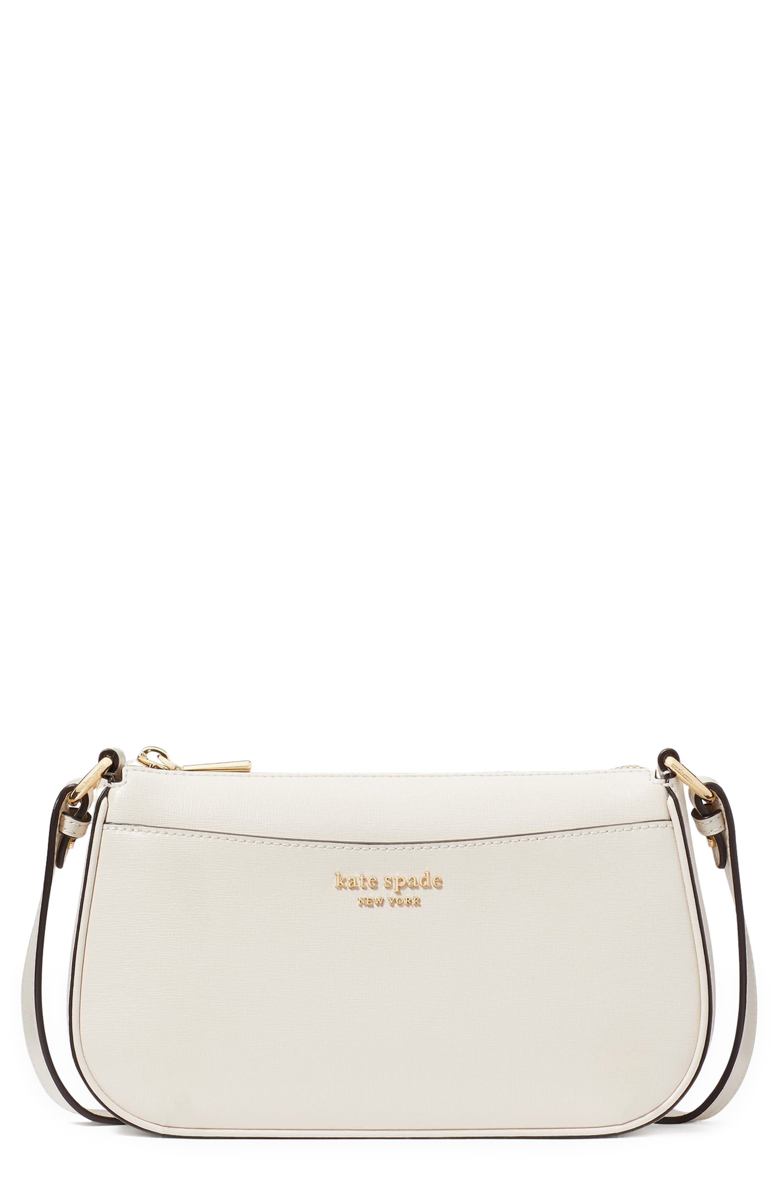 small bleecker saffiano leather crossbody bag, Main, color, PARCHMENT.