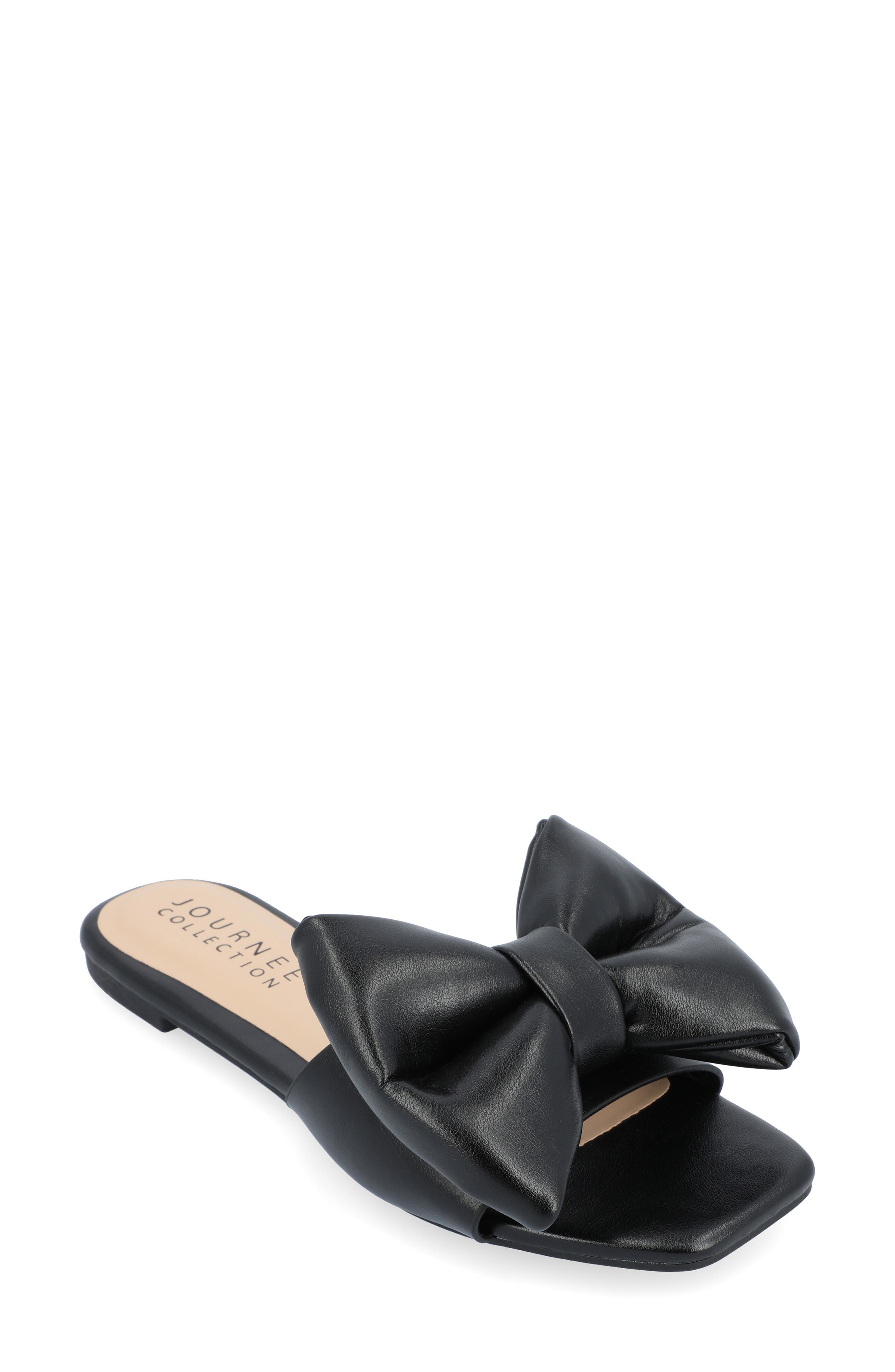Journee Collection Fayre Bow Flat, Main, color, Black