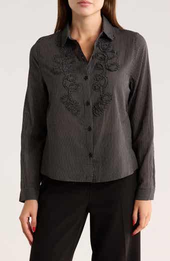 MAX STUDIO Stripe Appliqué Button-Up Shirt