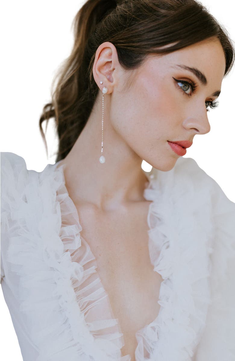 Untamed Petals Sarah Crystal and Pearl Drops, Alternate, color, Gold