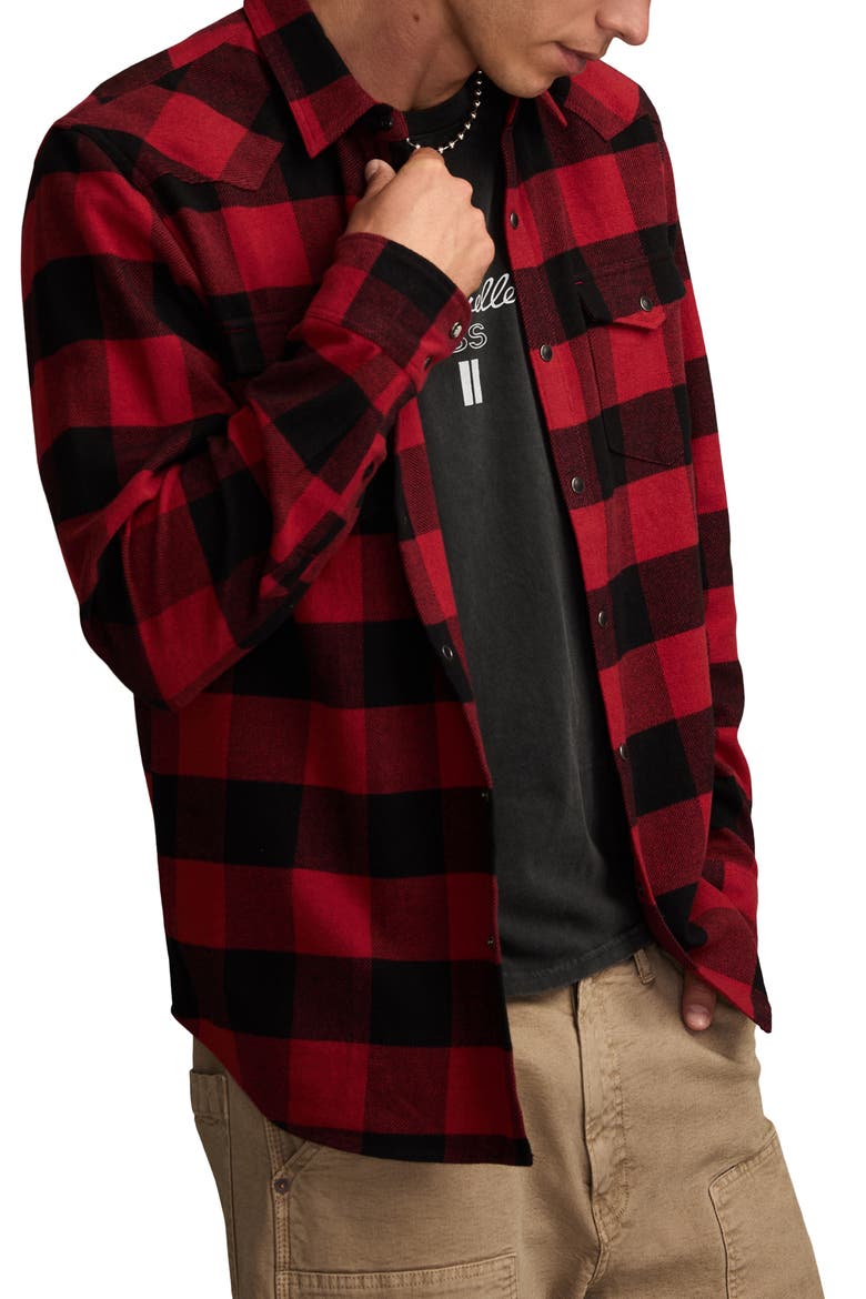 Cloud Buffalo Check Cotton Flannel Snap-Up Western Shirt, Alternate, color, RED MULTI
