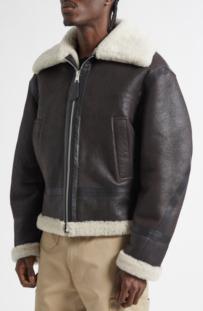 Givenchy Genuine Shearling Liner Bomber Jacket, Alternate, color, Deep Brown