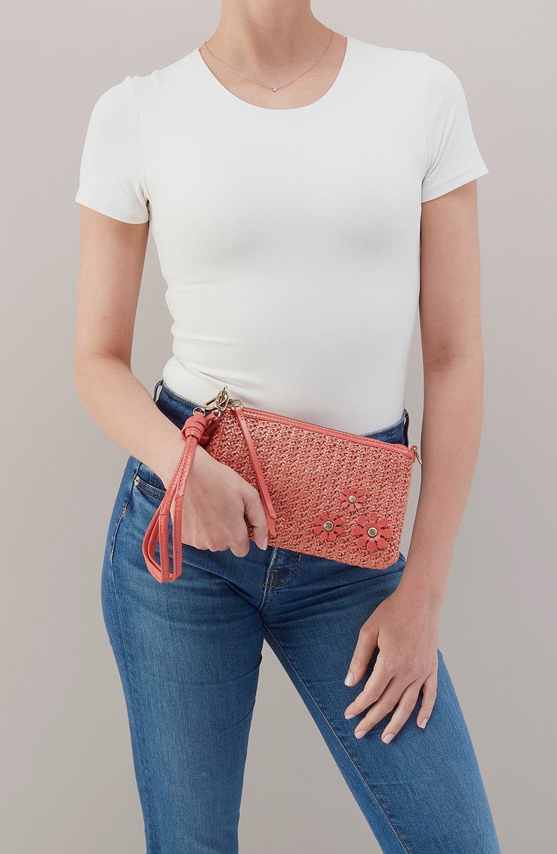 HOBO Darcy Convertible Crossbody Bag, Alternate, color, Wild Rose Woven Straw