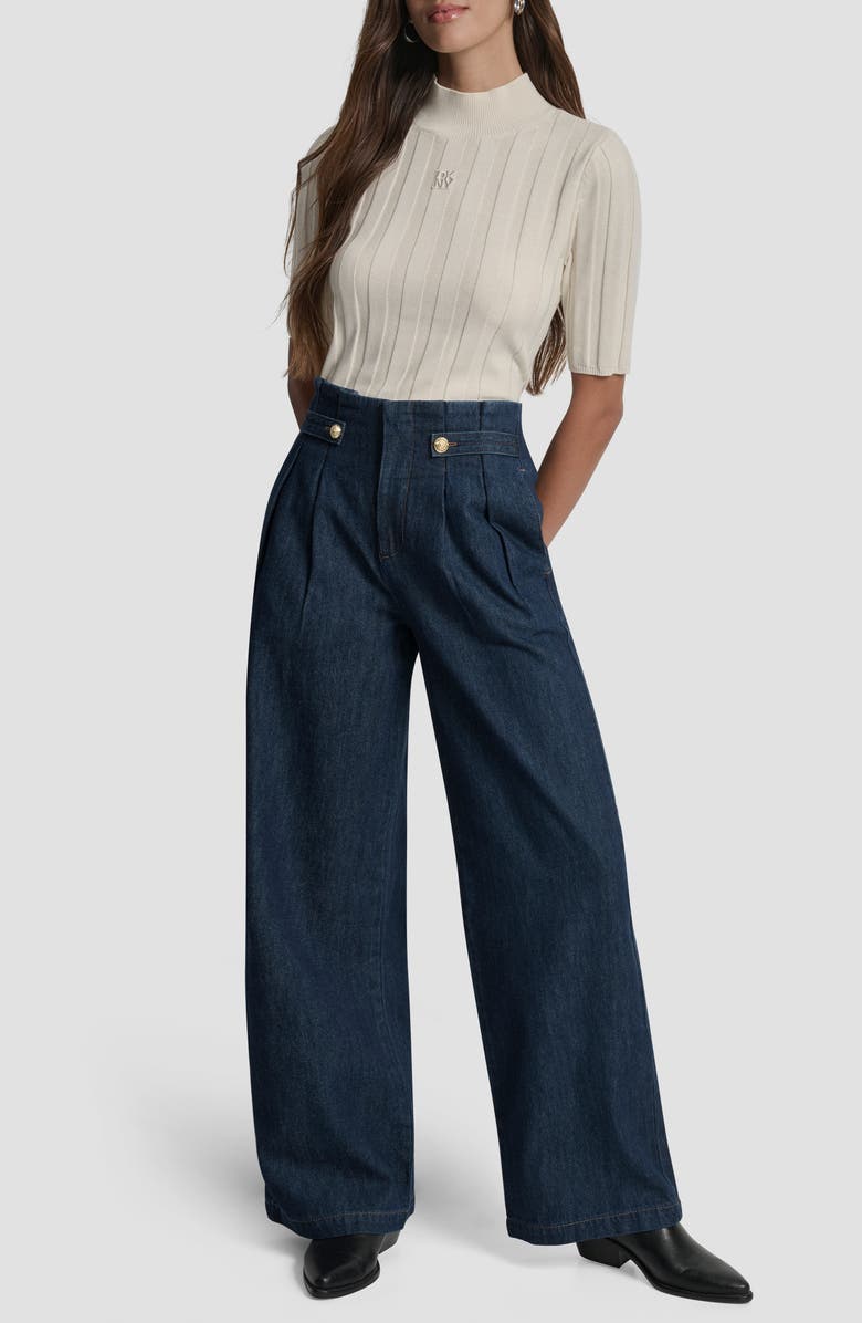 DKNY Jeans High Rise Denim Trousers, Alternate, color, Carmine