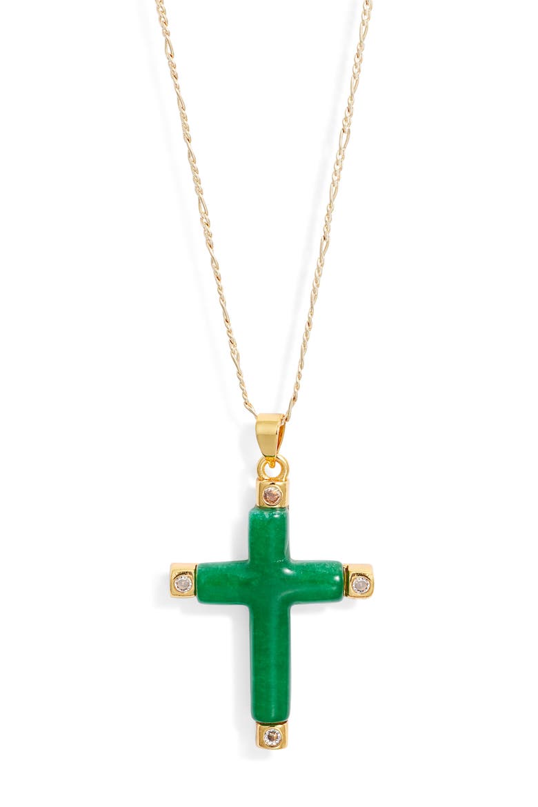 Donatello Jade Cross Necklace, Main, color, GOLD