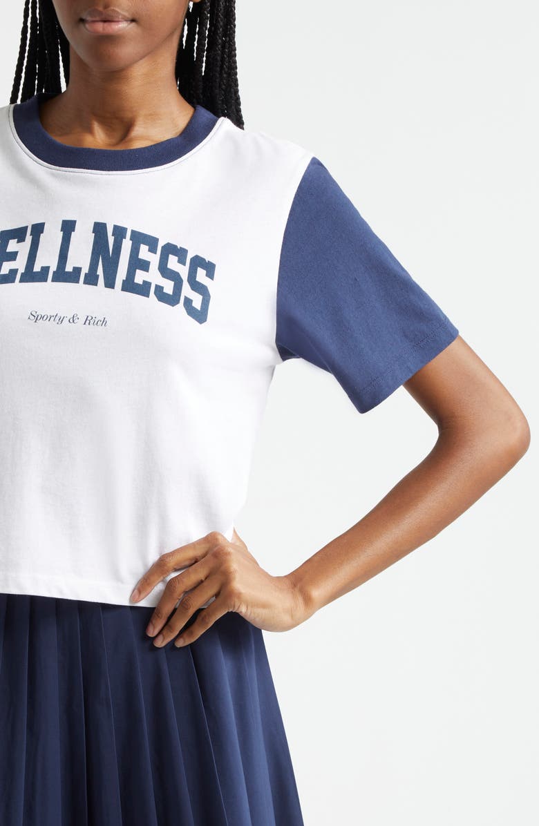 Sporty & Rich Wellness Colorblock Cotton Graphic Crop T-Shirt, Alternate, color,