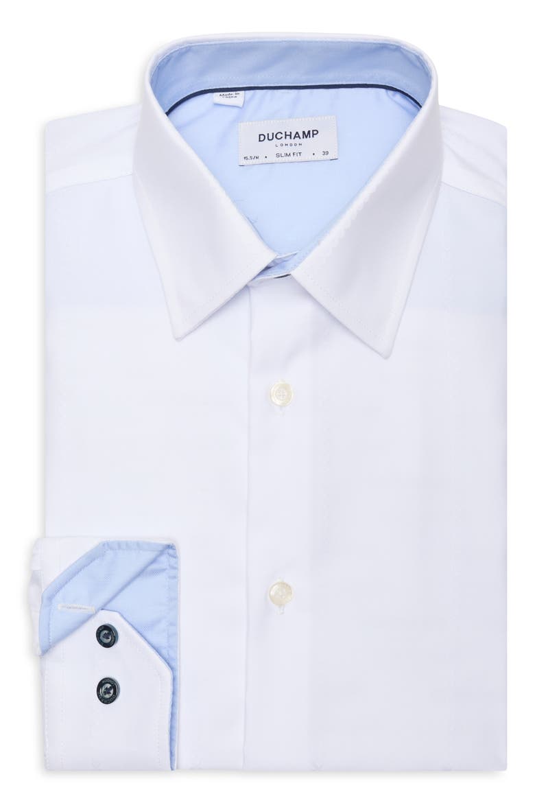 Solid Slim Fit Dress Shirt, Alternate, color, WHITE