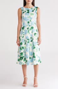 Donna Ricco Floral Sleeveless Scuba Knit A-Line Dress