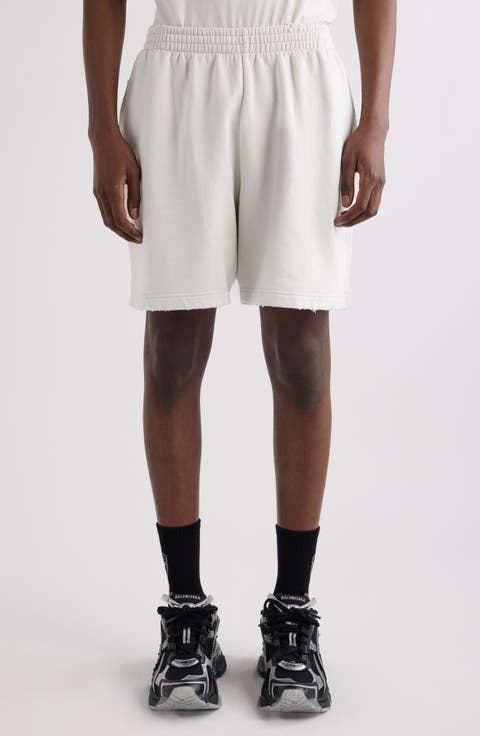 Distressed Logo Embroidered Sweat Shorts