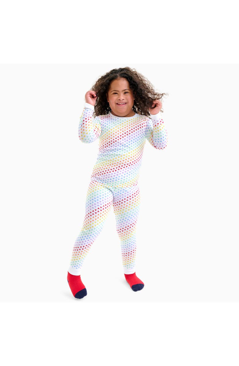 Primary Kids Organic Long Sleeve PJ Set in Hearts, Alternate, color, 