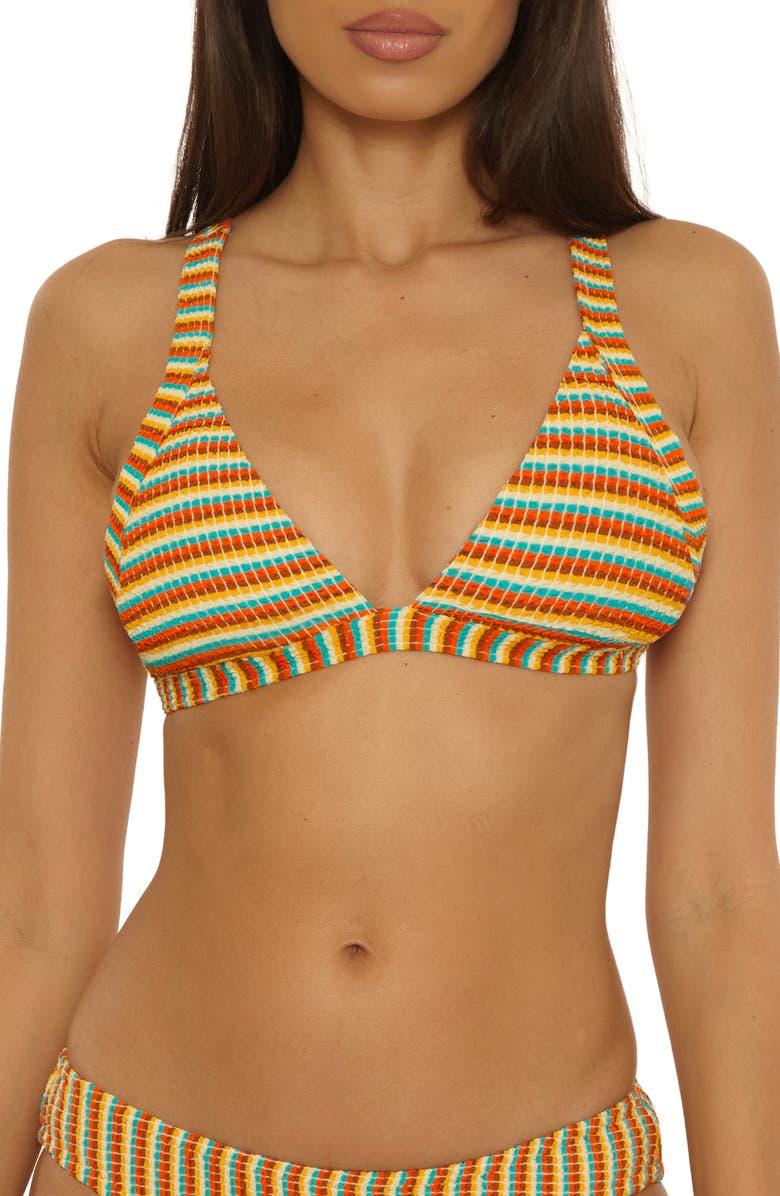 Lucky Brand Ocean Wave Seersucker Bikini Top, Main, color, Red Multi