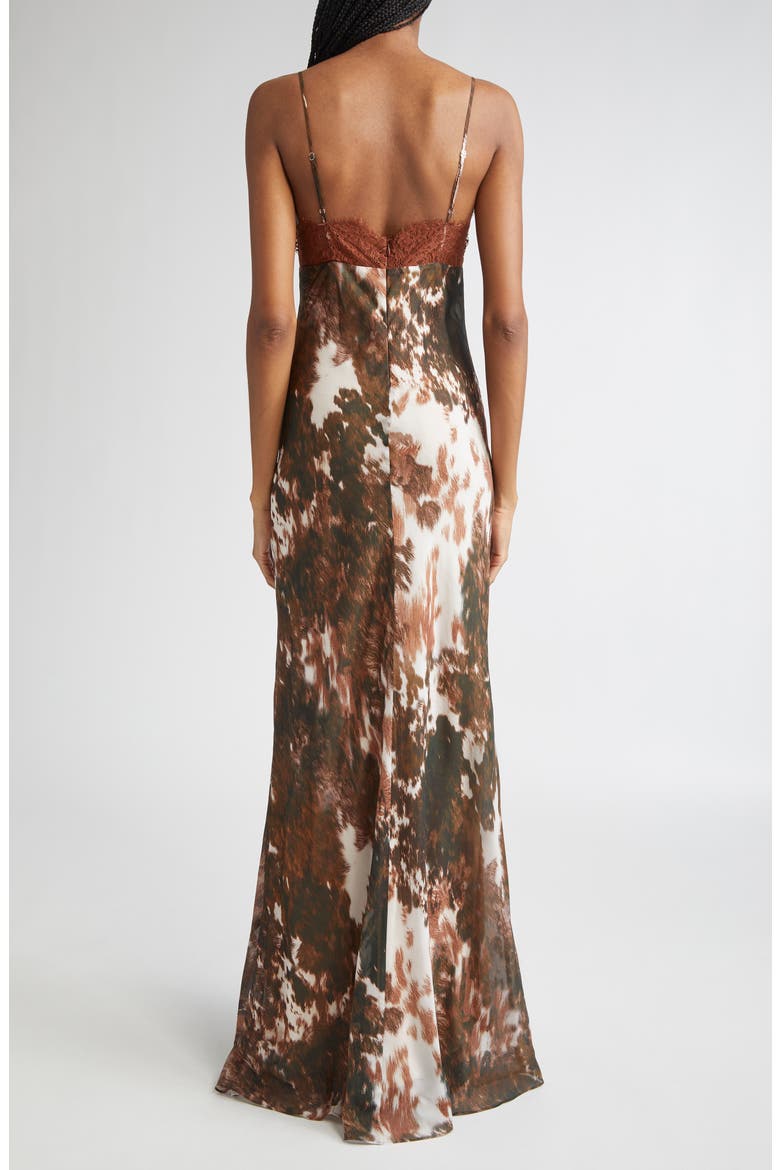 Susanna Lace Bust Silk Slipdress, Alternate, color, MULTI COW PRINT
