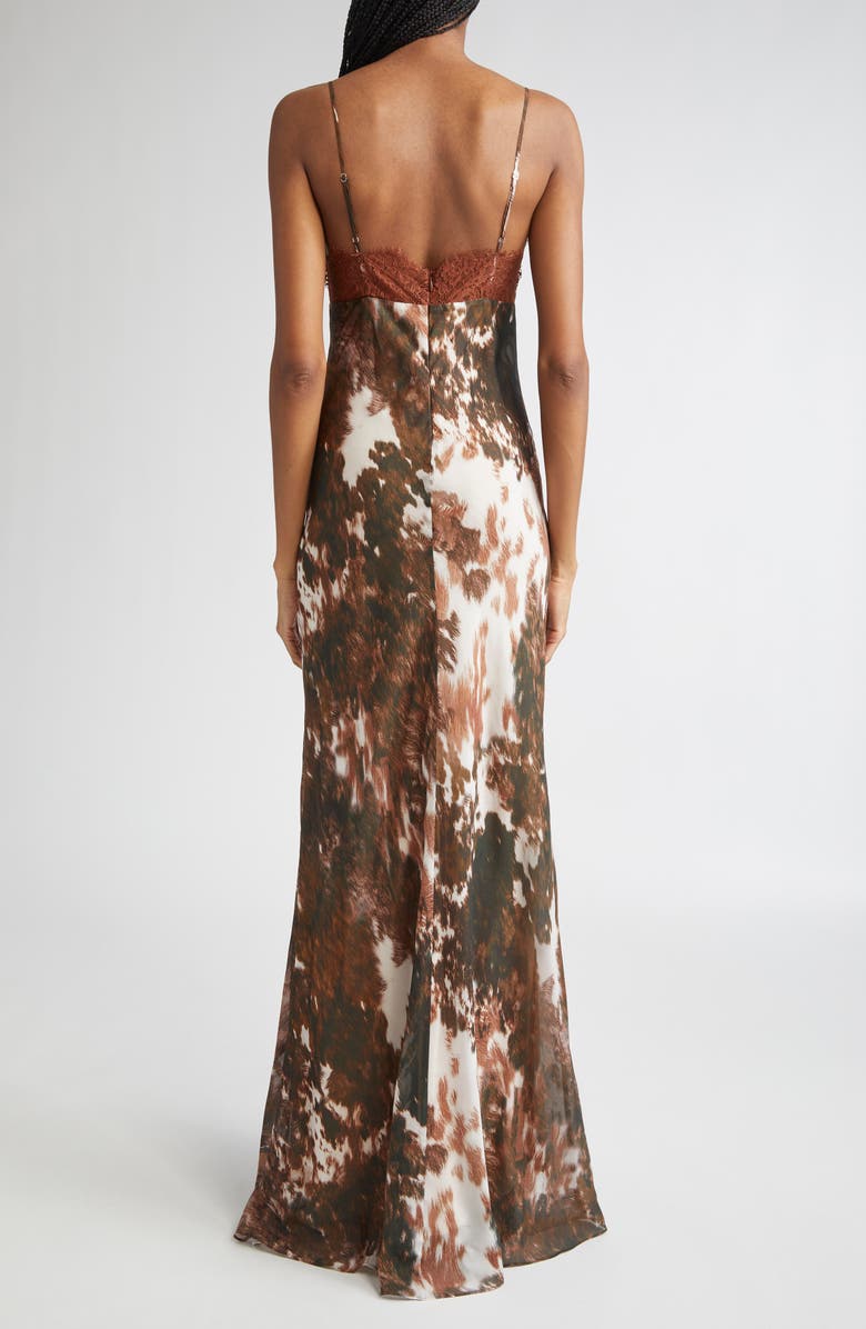 L'AGENCE Susanna Lace Bust Silk Slipdress, Alternate, color, Multi Cow Print
