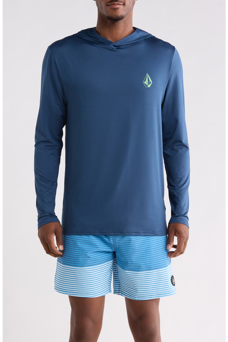 Crawdad Long Sleeve Hooded Performance T-Shirt, Main, color, DEEP BLUE