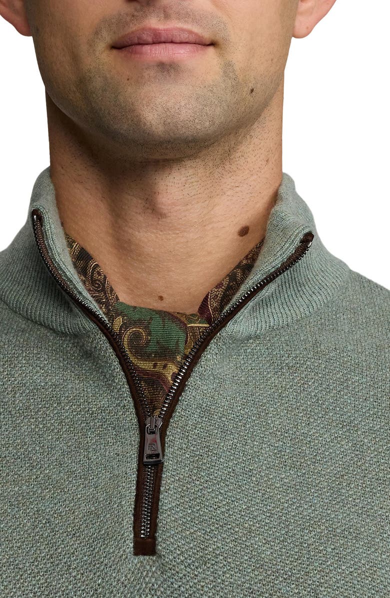 Ralph Lauren Purple Label Bird's Eye Cashmere Half Zip Sweater, Alternate, color, Lovett Multi
