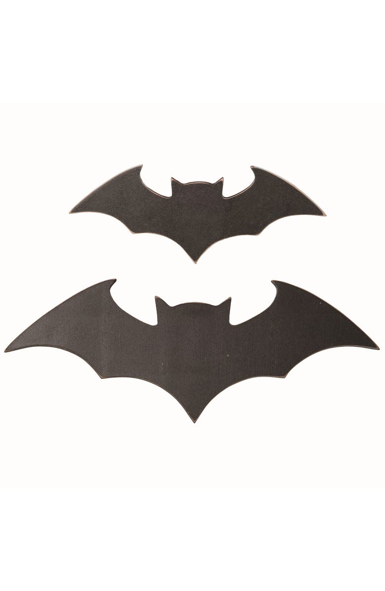 Transpac Wood Black Halloween Bats Wall Decor Set, Main, color, Black