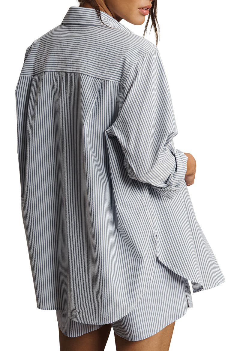 Saltair Oversize Seersucker Button-Up Shirt, Alternate, color, WASHED NAVY STRIPE