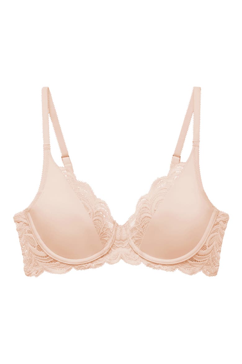 Persuasion Lace Convertible Plunge T-Shirt Bra, Alternate, color, CAMEO ROSE/ BEIGE BLUSH