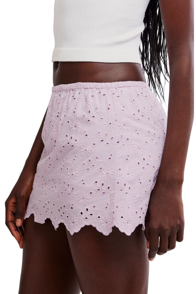 Eyes On You Floral Eyelet Embroidered Miniskort, Alternate, color, ORCHID HUSH