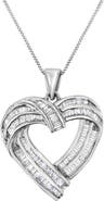 Haus of Brilliance Silver 7/8 cttw Baguette Diamond Heart Pendant Necklace