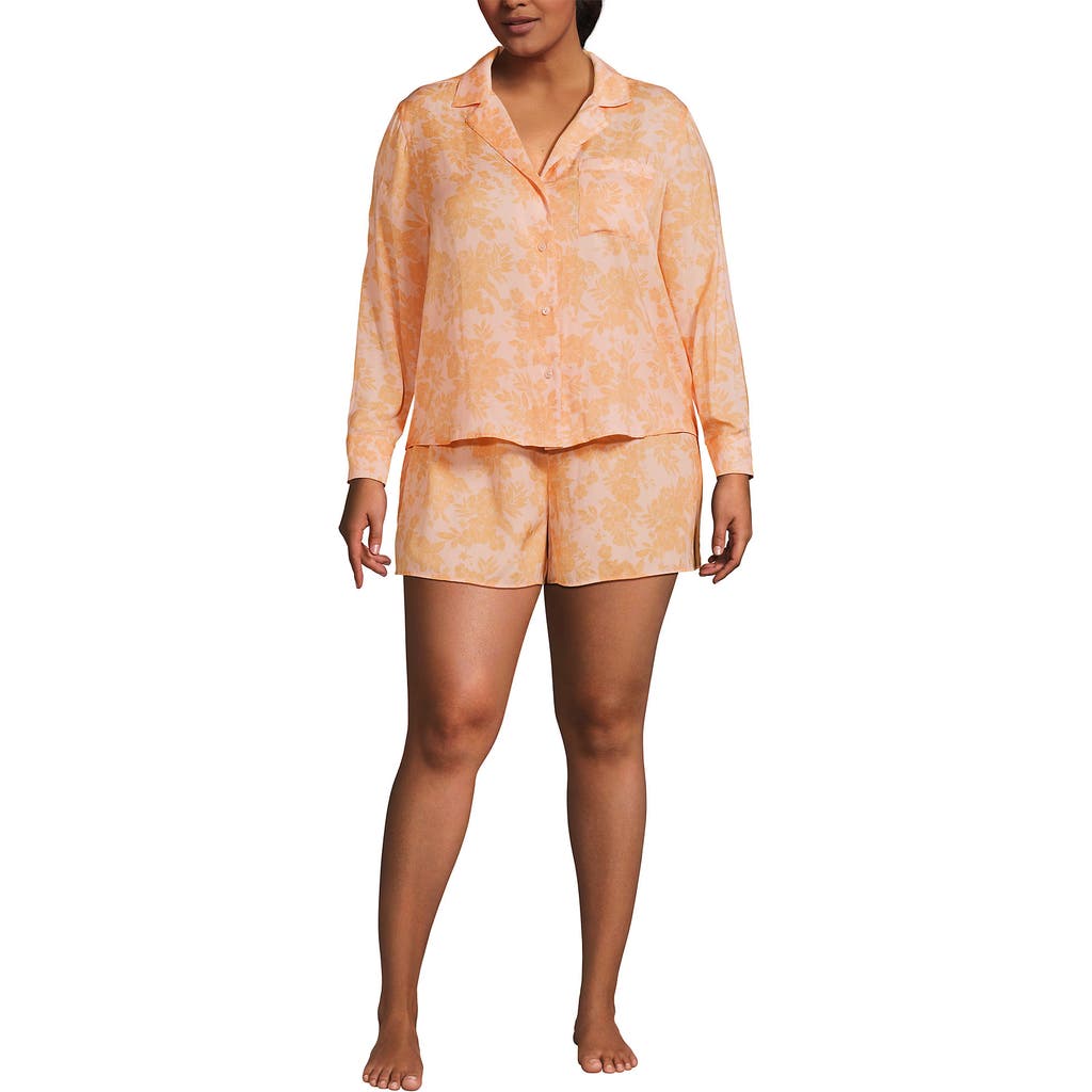 LANDS' END LANDS' END PLUS SIZE MATTE SATIN 2 PIECE PAJAMA SET